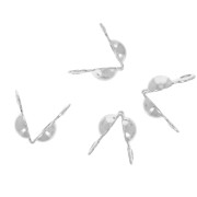 3.5mm 2-ring Clamshell Crimps - Silver Tone x100