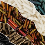 1.3x6mm Slender bugles Miyuki BGLS-401F - Black Mat x10g