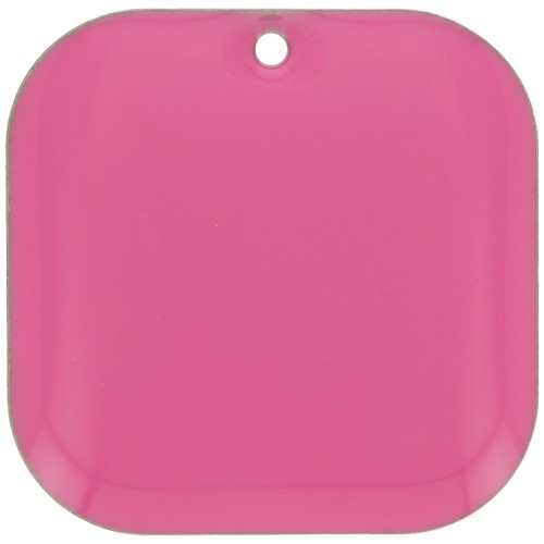 22mm Rounded square sequin in metal and epoxy resin - Candy pink x1