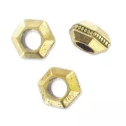 Faceted Rondelles 7mm old Golden tone x5