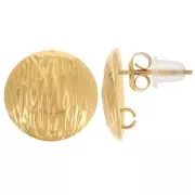 13mm 304L stainless steel round earstuds with open ring - Gold x2
