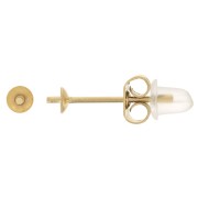 303L stainless steel Earstuds for 3 mm half-drilled beads - Gold x2