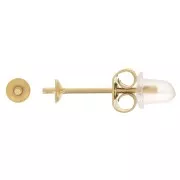 303L stainless steel Earstuds for 3 mm half-drilled beads - Gold x2