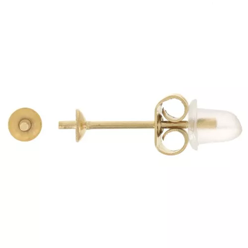 303L stainless steel Earstuds for 3 mm half-drilled beads - Gold x2