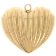 Curved heart pendant 27x28.5 mm - 304L Gold stainless steel x1