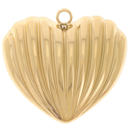 Curved heart pendant 27x28.5 mm - 304L Gold stainless steel x1