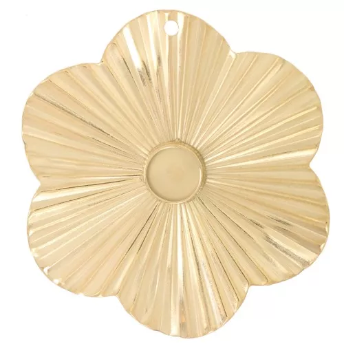 40mm 304L stainless steel pleated-effect flower pendant for 6mm cabochon - Gold x1