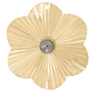 40mm 304L stainless steel pleated-effect flower pendant for 6mm cabochon - Gold x1