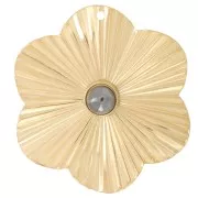 40mm 304L stainless steel pleated-effect flower pendant for 6mm cabochon - Gold x1
