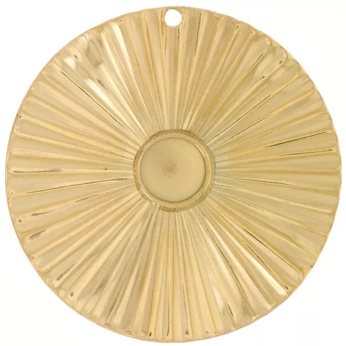 32mm 304L st. steel Round pleated effect pendant - for 6 mm cabochon - Gold x1