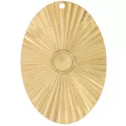40x28mm St. steel 304L Pendant oval pleated effect for 6mm cabochon - Gold x1
