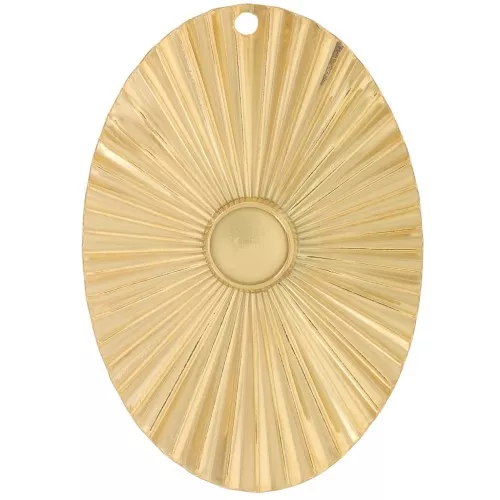 40x28mm St. steel 304L Pendant oval pleated effect for 6mm cabochon - Gold x1