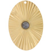 40x28mm St. steel 304L Pendant oval pleated effect for 6mm cabochon - Gold x1