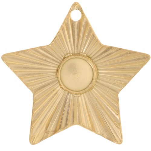 27x28mm 304L st.steel pleated effect star pendant for 6mm cabochon - Gold x1