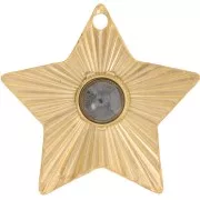 27x28mm 304L st.steel pleated effect star pendant for 6mm cabochon - Gold x1