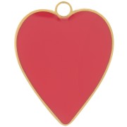 24x19mm Stainless steel 316L Heart pendant with epoxy resin - Gold - Red x1|raw }}