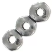 3 strands spacer rondelles 18x2.2 mm rhodium tone x5