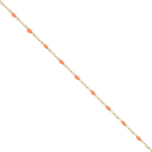 2mm 304 stainless steelFancy mesh and epoxy resin chain - gold - Orange x1m