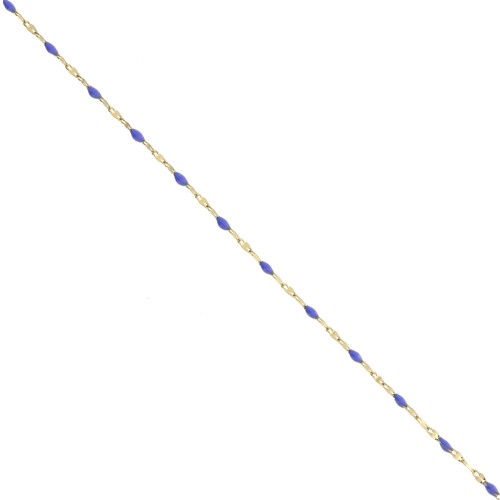 2mm 304 stainless steel Fancy mesh chain and epoxy resin - Gold - Royal blue x1m