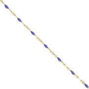 2mm 304 stainless steel Fancy mesh chain and epoxy resin - Gold - Royal blue x1m