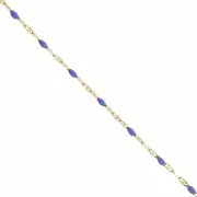 2mm 304 stainless steel Fancy mesh chain and epoxy resin - Gold - Royal blue x1m