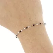 2mm 304 stainless steel Cable mesh chain and epoxy beads - Black x1m