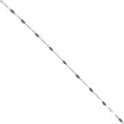 2mm 304 stainless steel Cable mesh chain and epoxy beads - Violet x1m