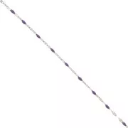 2mm 304 stainless steel Cable mesh chain and epoxy beads - Violet x1m