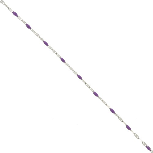 2mm 304 stainless steel Cable mesh chain and epoxy beads - Violet x1m