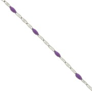2mm 304 stainless steel Cable mesh chain and epoxy beads - Violet x1m