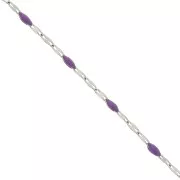 2mm 304 stainless steel Cable mesh chain and epoxy beads - Violet x1m