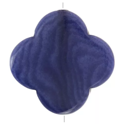 14mm Tagua bead - trefoil shape - Midnight blue x1