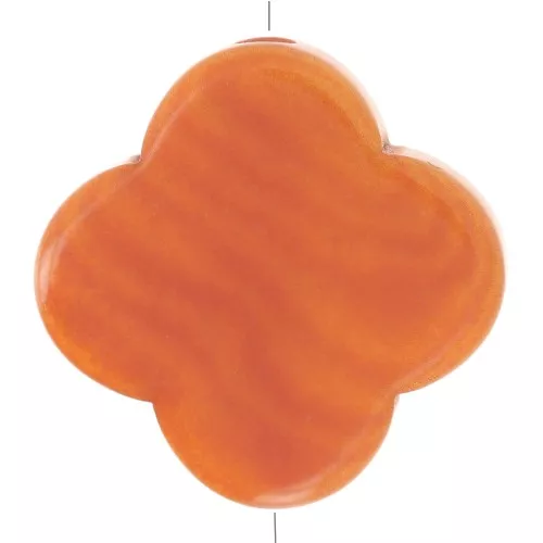 14mm Tagua bead - trefoil shape - Orange x1
