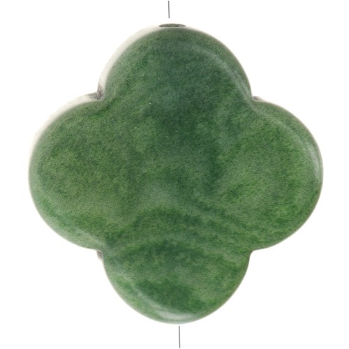 14mm Tagua bead - trefoil shape - Green x1