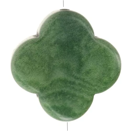 14mm Tagua bead - trefoil shape - Green x1