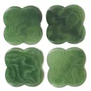 14mm Tagua bead - trefoil shape - Green x1