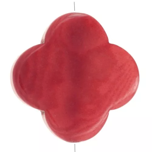 14mm Tagua bead - trefoil shape - Red x1
