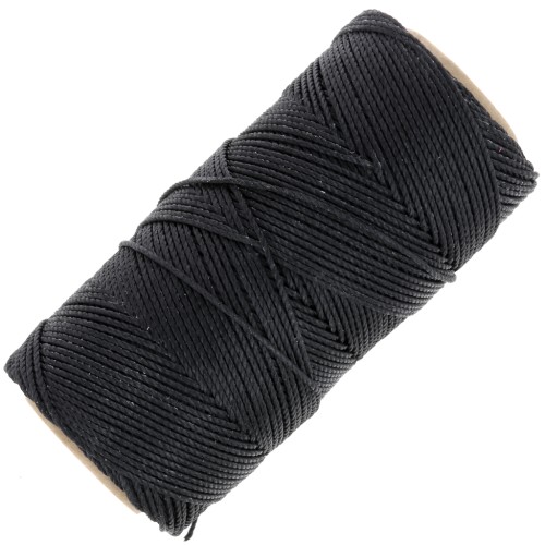 1.5mm Linhasita waxed thread spool for micro macramé - Black (PRETO) x116m