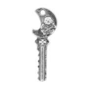 Key skull charm 25mm old silver