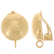14mm Half-ball ear clips snake pattern open hoop - Fine gold plated x2|raw }}