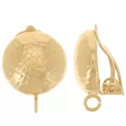 14mm Half-ball ear clips snake pattern open hoop - Fine gold plated x2