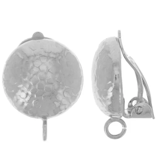 14mm Half-ball ear clips snake pattern open hoop Fine silver plated x2