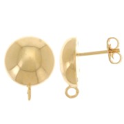 14mm half-ball earstuds with open hoop - Fine gold plated x2|raw }}