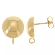 14mm half-ball earstuds with open hoop - Fine gold plated x2