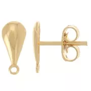 11x5mm drop earstuds with closed hoop - Fine gold plated x2