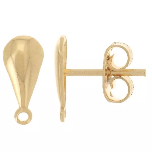 11x5mm drop earstuds with closed hoop - Fine gold plated x2