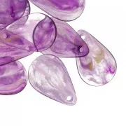 24.5mm Curved Flower Petal Sequins in Acrylic - Marbled Dark Purple Marble x6