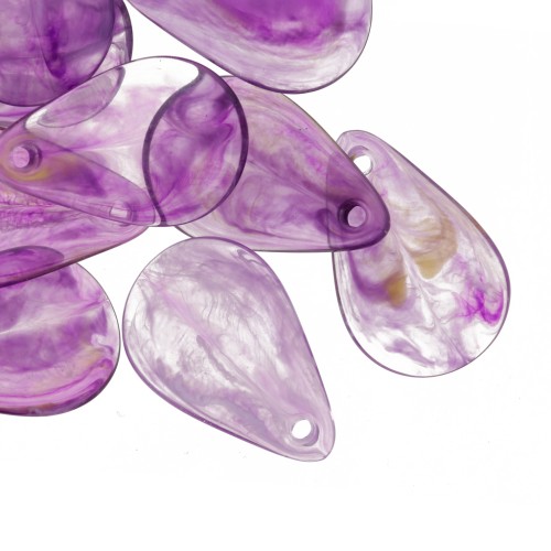 24.5mm Curved Flower Petal Sequins in Acrylic - Marbled Dark Purple Marble x6