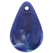 24.5mm Curved Flower Petal Sequins in Acrylic - Midnight Blue Marble x6