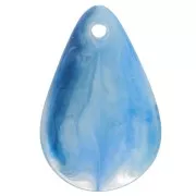 24.5mm Curved Flower Petal Sequins in Acrylic - Light Blue Marbled x6